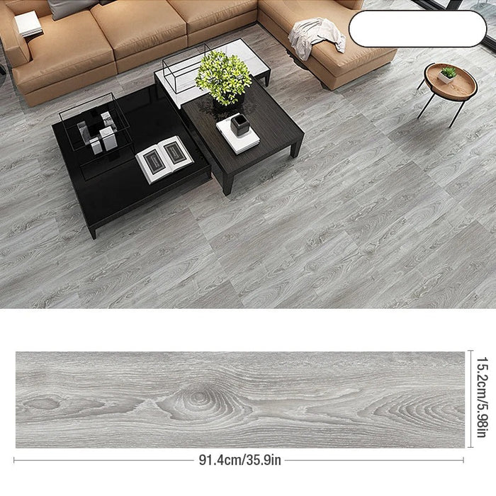 Anyhouz 5pcs Vinyl Tile Grey Cedar Stain Self Adhesive Wear Resistant Floor Wood Grain 3D Wallpaper Waterproof Stickers for Home and Office Decoration