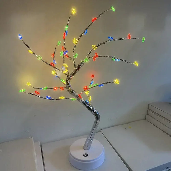 Anyhouz Table Lamp Colorful 60 LED Bonsai Tree Desk Light USB Rechargeable For Living Room