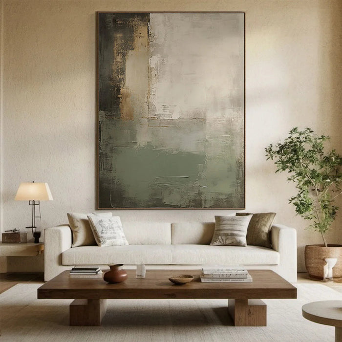 Anyhouz Canvas Art Hand Painted Grey Abstract Cityscape Minimalism Contemporary Wall Decor