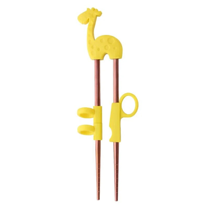 AnyGleam Chop Stick Yellow Giraffe 1 Pair Reusable Red Rainbow  Stainless Steel Cartoon for Kids and Children Kitchen Accessories