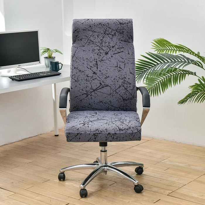 Anyhouz Office Chair Cover Dark Grey Scratch Design Large Non-Slip Rotating Seat Case Universal Armrest Chair Protector