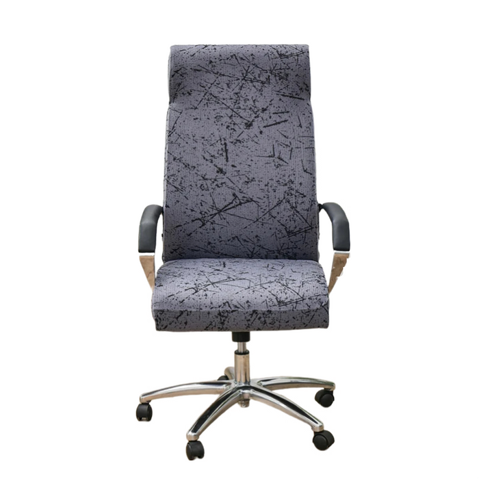 Anyhouz Office Chair Cover Dark Grey Scratch Design Large Non-Slip Rotating Seat Case Universal Armrest Chair Protector