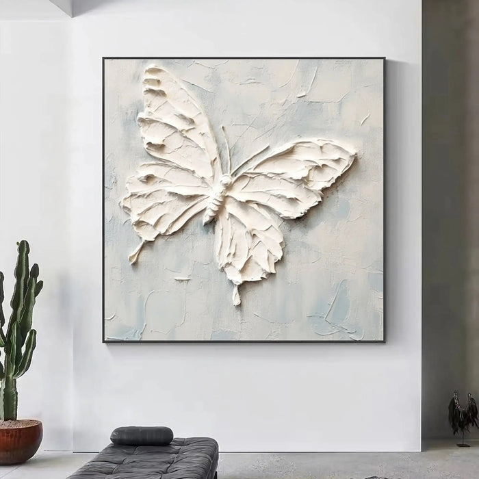 Anyhouz Canvas Art Hand Painted White Mariposa Abstract Unique Wall Decor Ideas For Living Room