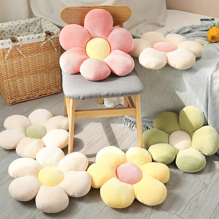 Anyhouz Plush Pillow Pink Flower Shape Stuffed Soft Pillow Seat Cushion Room Decor 50-55cm