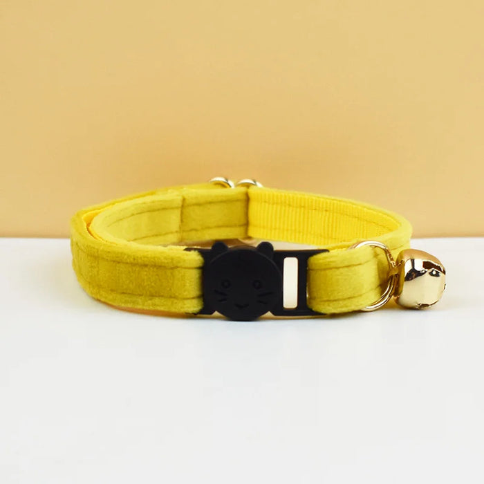 AnyWags Cat Collar Mustard Yellow Large with Safety Buckle, Bell, and Durable Strap Stylish and Comfortable Pet Accessory