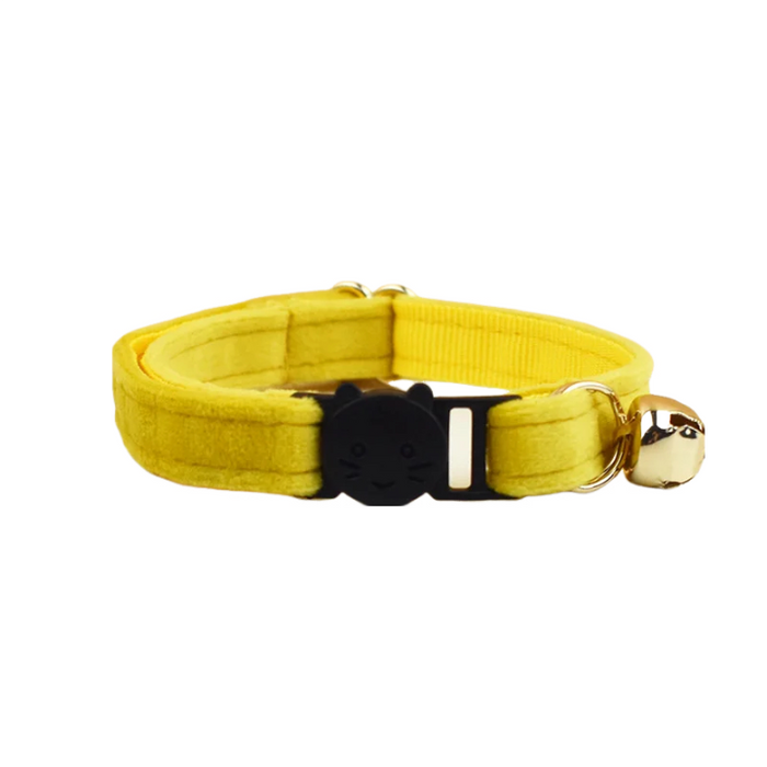 AnyWags Cat Collar Mustard Yellow Large with Safety Buckle, Bell, and Durable Strap Stylish and Comfortable Pet Accessory