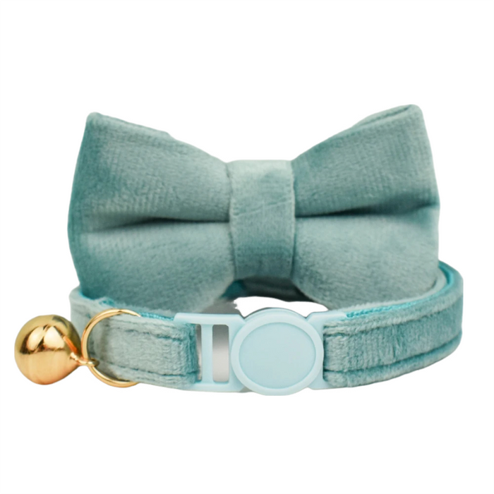 AnyWags Cat Collar Light Green Bow Small with Safety Buckle, Bell, and Durable Strap Stylish and Comfortable Pet Accessor