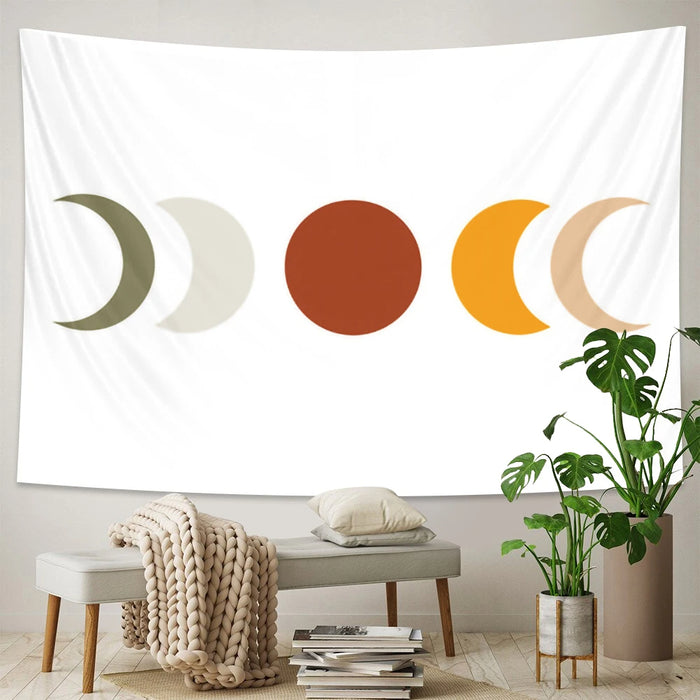 Anyhouz Tapestry Moon Phases 230x180cm Psychedelic Scene Art Hippie Bohemian Decorative Sheet