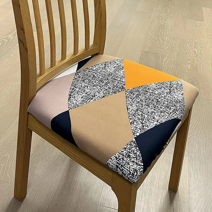 Anyhouz Chair Cover Multicolor Diagonal Print Stretch Seat Cover for Home Dinning Kitchen Washable Removable