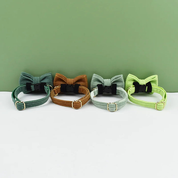 AnyWags Cat Collar Jade Bow Large with Safety Buckle, Bell, and Durable Strap Stylish and Comfortable Pet Accessory