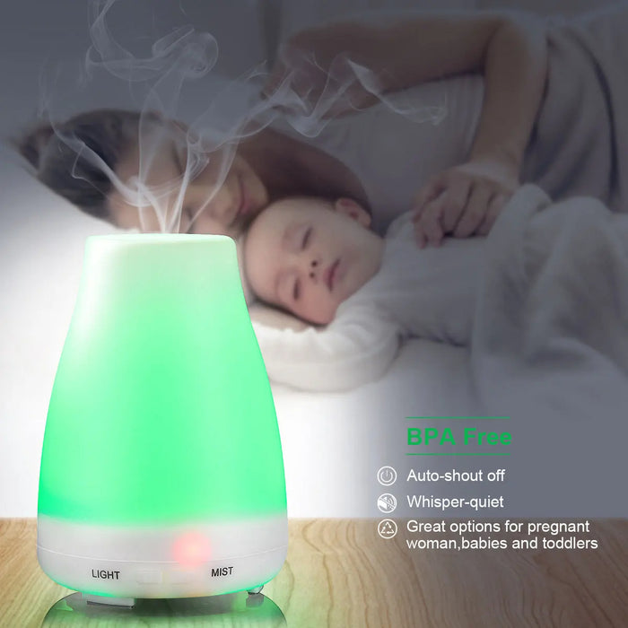 Anyhouz Mini Air Humidifier White USB Powered Color Lights Aromatherapy With Mist Maker For Home Bedroom