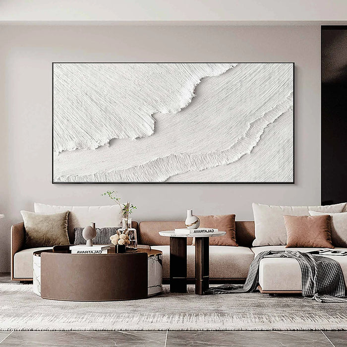 Anyhouz Canvas Art Hand Painted White Wave 3D Custom Abstract For Interior Design