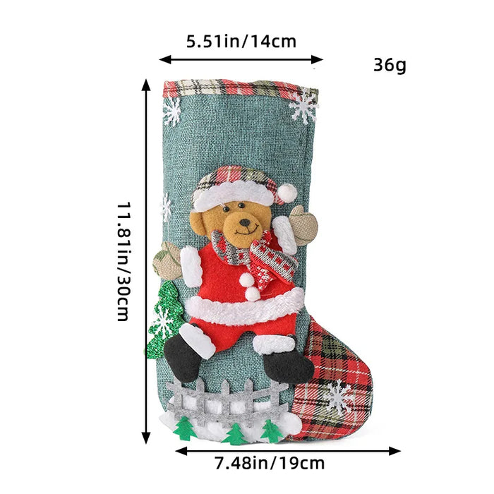 Anyhouz Christmas Stockings Plush Hanging Socks Candy Gift Bag Ornament