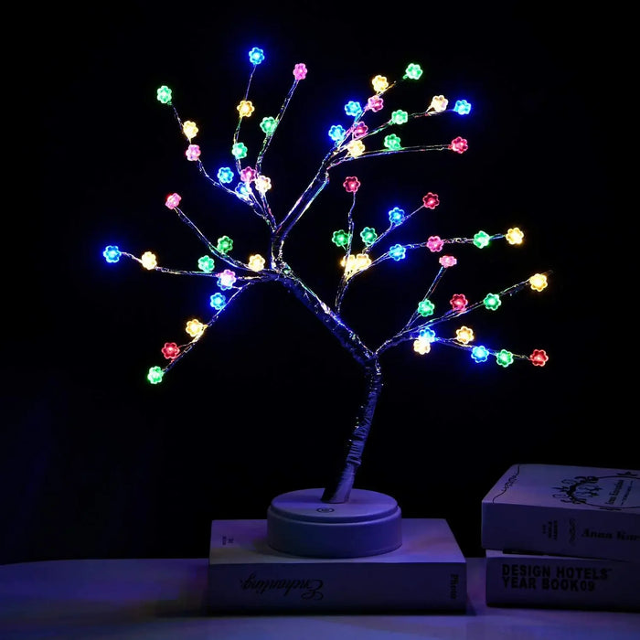 Anyhouz Table Lamp Multicolorl 60 LED Bonsai Tree Desk Light USB Rechargeable For Living Room