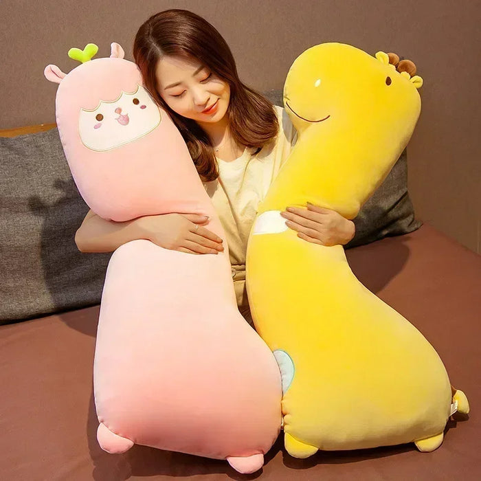 Anyhouz Side Sleeping Body Pillow Yellow Giraffe Lovely Cartoon Animal Soft Cozy Throw Long Pillows 80cm