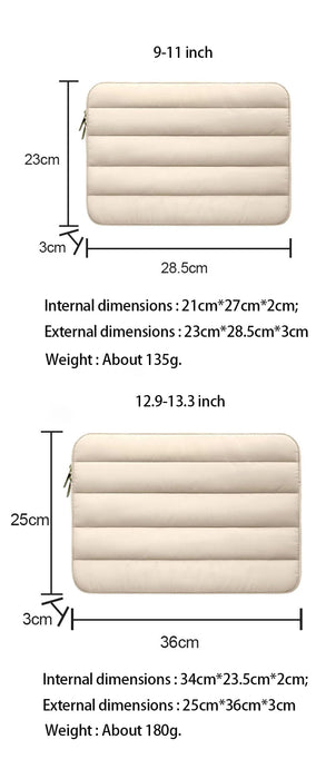 Anypack Laptop Handbag Beige Puffy Sleeve Case Multi Functional Compartments For Business