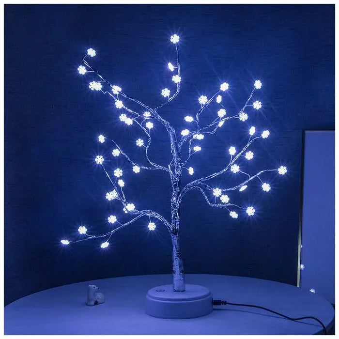 Anyhouz Table Lamp Blue White 60 LED Bonsai Tree Desk Light USB Rechargeable For Living Room