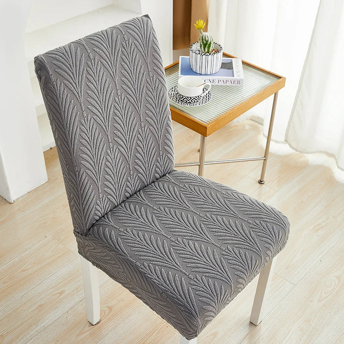 Anyhouz Chair Cover Dark Grey Series Leaf Lines Design with Elastic Material for Dining Room Kitchen Wedding Hotel Banquet Restaurant