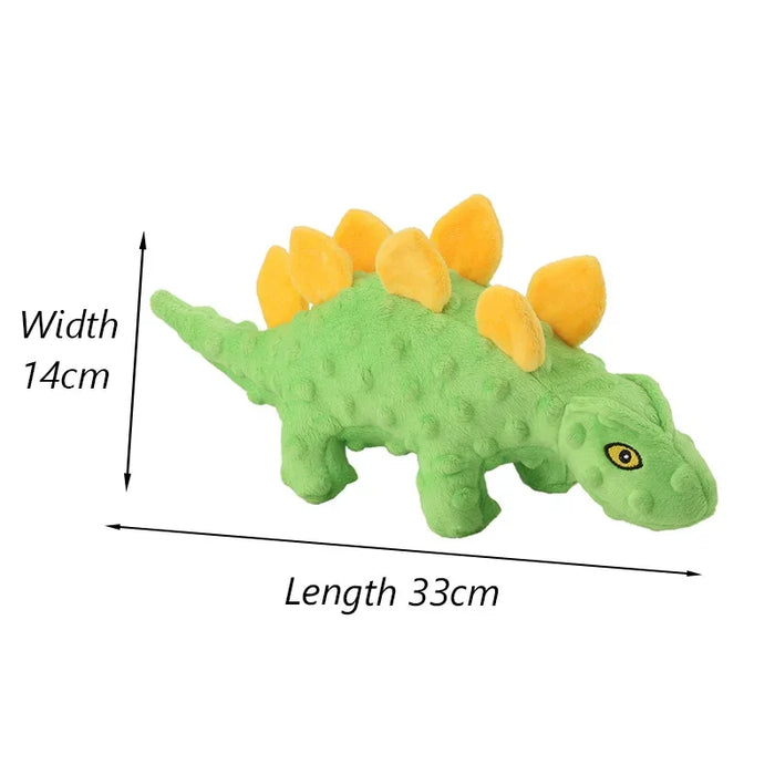 Anywags Pet Toys Yellow Green Plush Stegosaurus Squeaky Teething Chews For Puppies