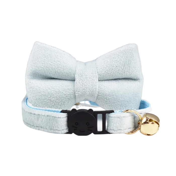 AnyWags Cat Collar Ice Blue Bow Large with Safety Buckle, Bell, and Durable Strap Stylish and Comfortable Pet Accessory