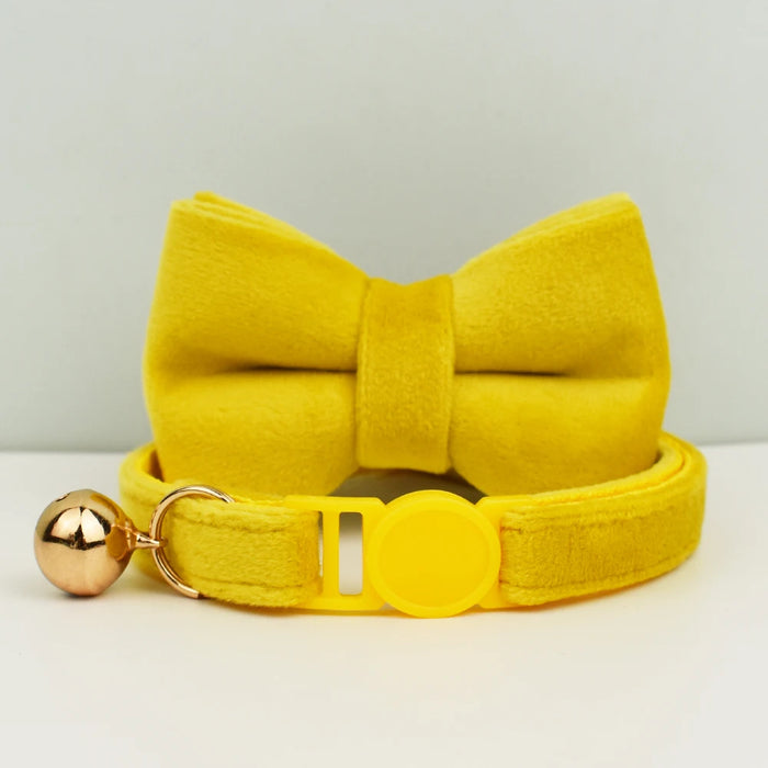 AnyWags Cat Collar Yellow Bow Large with Safety Buckle, Bell, and Durable Strap Stylish and Comfortable Pet Accessory