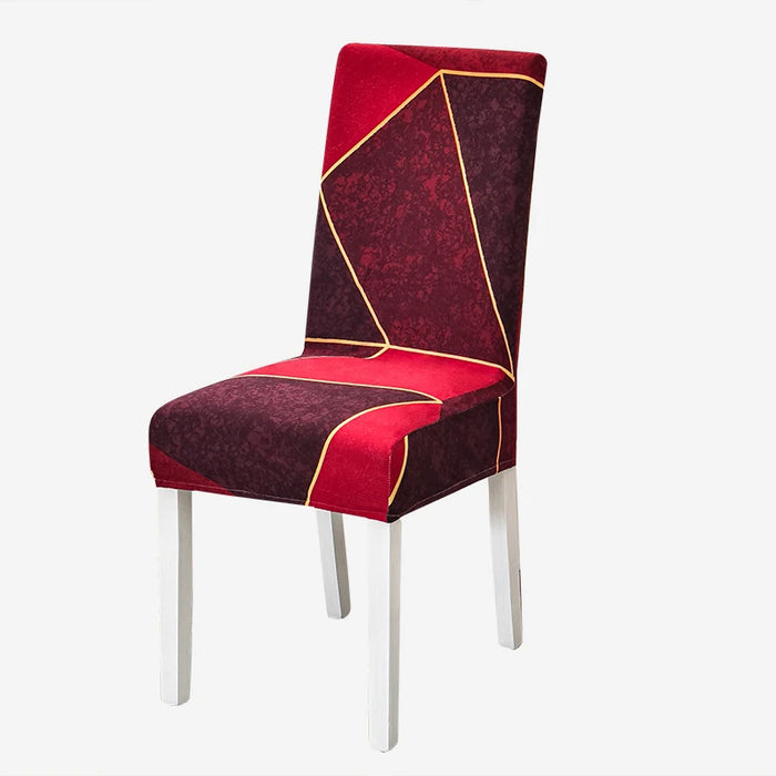 Anyhouz Chair Cover Red and Maroon with Shapes Design with Anti-Dirt and Elastic Material for Dining Room Kitchen Wedding Hotel Banquet Restaurant