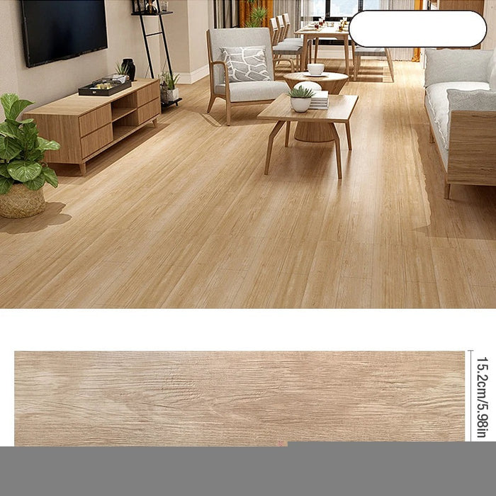 Anyhouz 5pcs Vinyl Tile Light Walnut Stain Self Adhesive Wear Resistant Floor Wood Grain 3D Wallpaper Waterproof Stickers for Home and Office Decoration