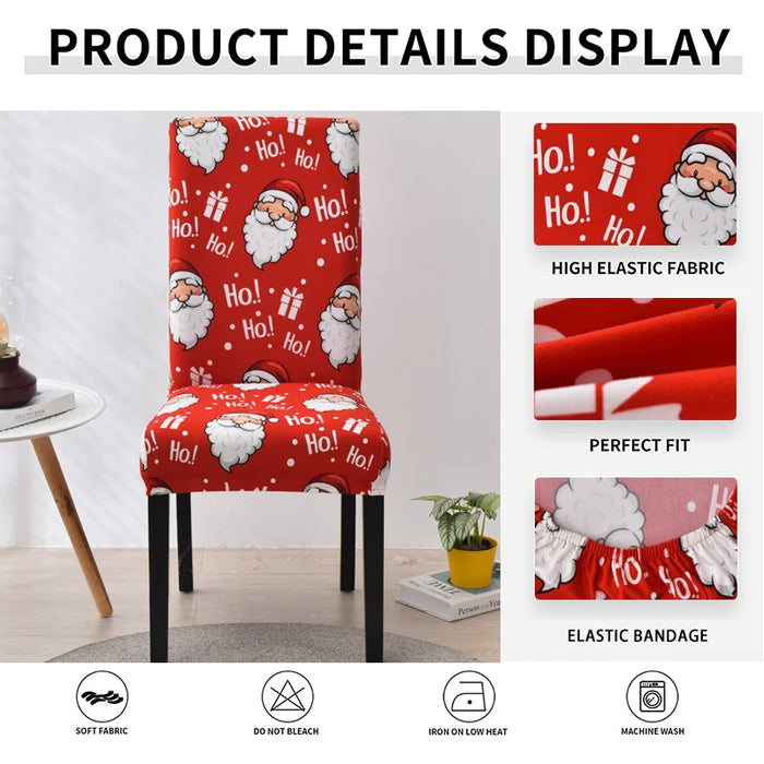 Anyhouz Chair Cover Red Christmas Design Stretchable  Dining Slipcover