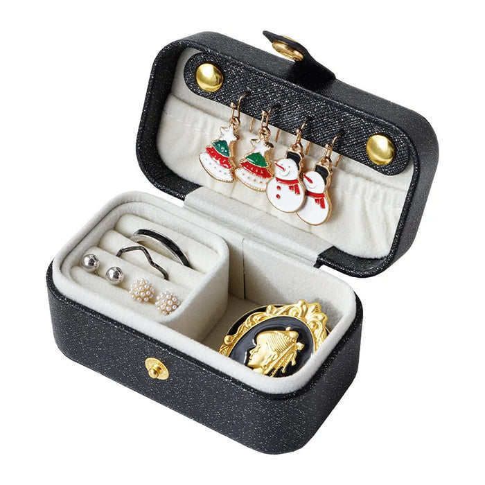 Anyhouz Jewelry Storage Mini Ring Box Portable 1pc New Black Organizer Display Travel Simple Mini Gift Case Boxes Leather Earring Necklace Holder