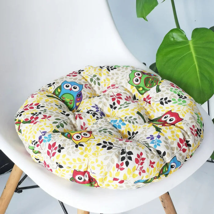 Anyhouz Seat Cushion Yellow Printed Round Chair Pad Decorative Pillow