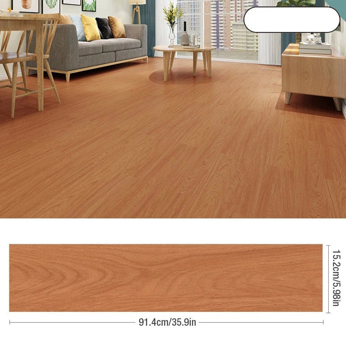 Anyhouz 20pcs Vinyl Tile Red Walnut Stain Self Adhesive Wear Resistant Floor Wood Grain 3D Wallpaper Waterproof Stickers for Home and Office Decoration