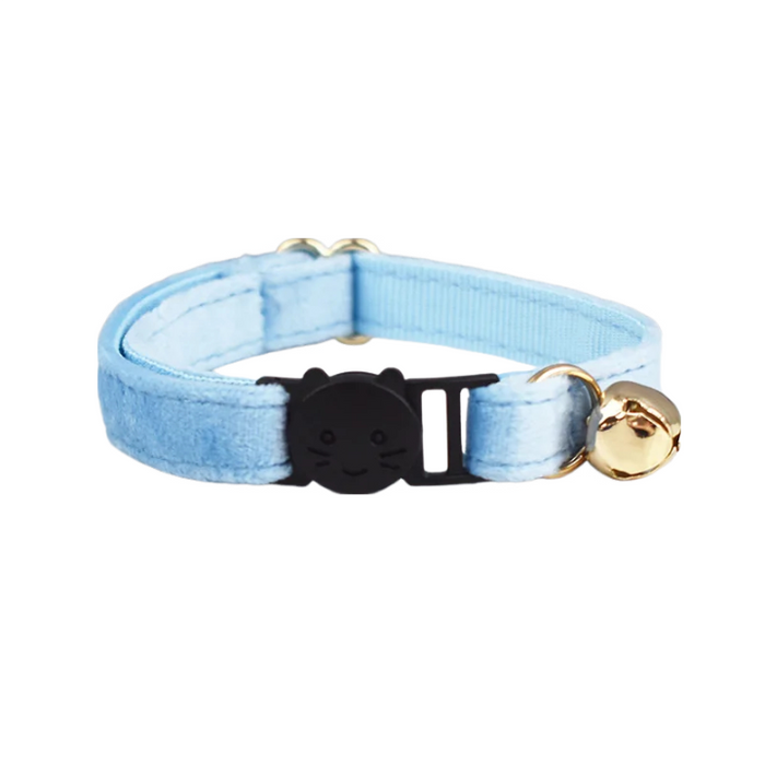 AnyWags Cat Collar Aqua Blue Large with Safety Buckle, Bell, and Durable Strap Stylish and Comfortable Pet Accessory