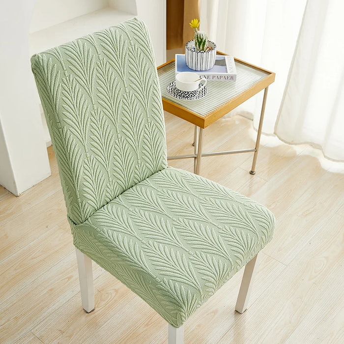 Anyhouz Chair Cover Light Green Series Leaf Lines Design with Elastic Material for Dining Room Kitchen Wedding Hotel Banquet Restaurant