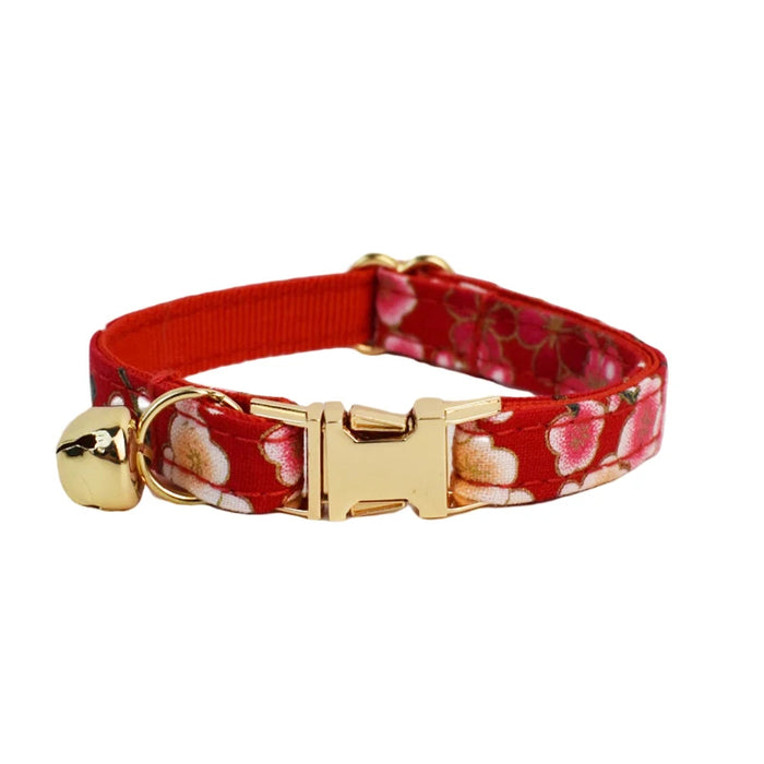 AnyWags Cat Collar Floral Red Small with Safety Buckle, Bell, and Durable Strap Stylish and Comfortable Pet Accessory