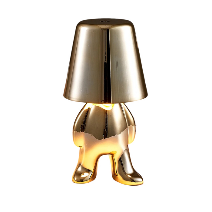 Anyhouz Hotel Lightning Lamp Rechargeable Gold Little Man Walking Position Table Lamps Touch Switch Decoration Led Night Light