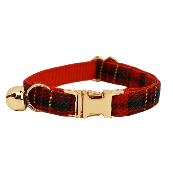 AnyWags Cat Collar Checked Red Small with Safety Buckle, Bell, and Durable Strap Stylish and Comfortable Pet Accessory