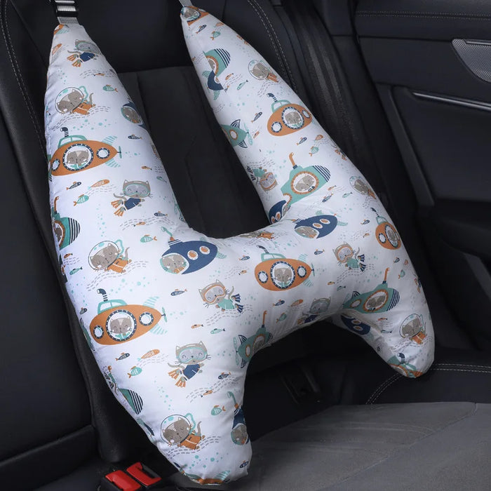 Anypack Car Travel Pillow UShape Submarine Pattern Children Travel Pillow Cushion for Car Seat, Safety Neck Pillow for Kids