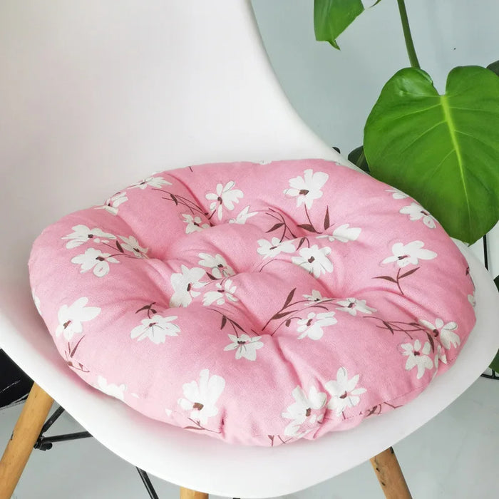 Anyhouz Seat Cushion Pink Floral Round Chair Pad Decorative Pillow