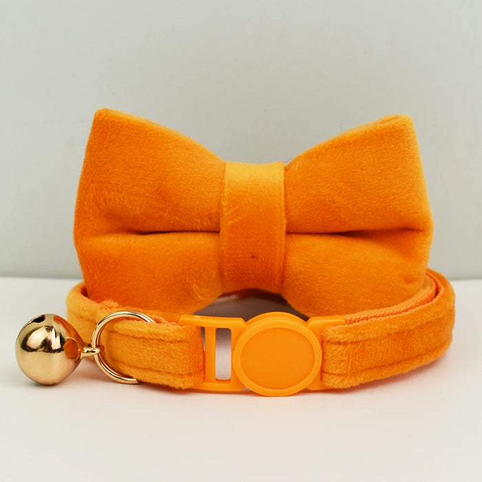 AnyWags Cat Collar Orange Bow Large with Safety Buckle, Bell, and Durable Strap Stylish and Comfortable Pet Accessory