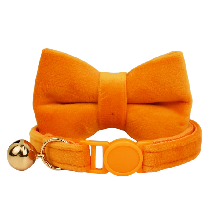 AnyWags Cat Collar Orange Bow Large with Safety Buckle, Bell, and Durable Strap Stylish and Comfortable Pet Accessory