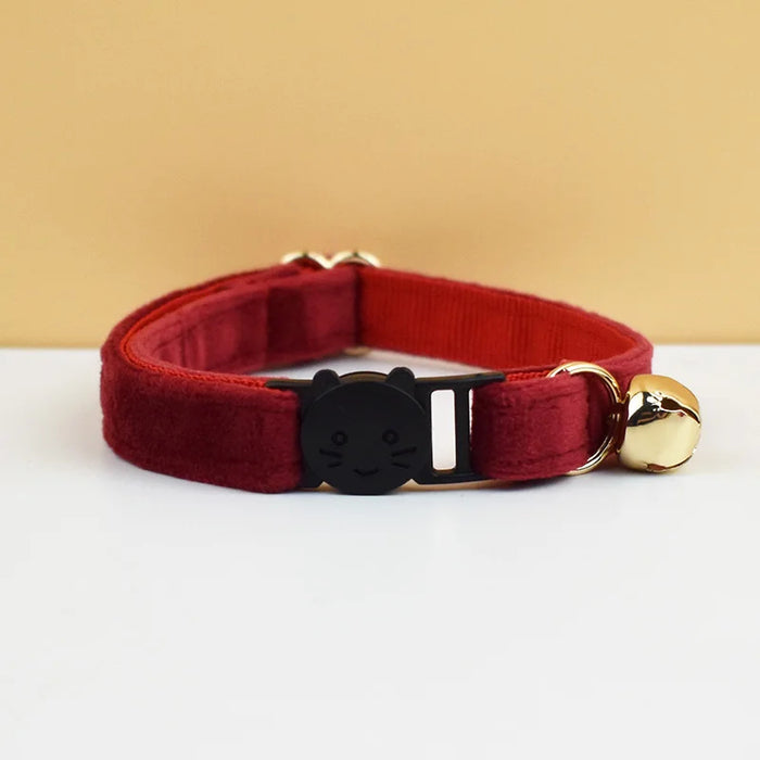 AnyWags Cat Collar Burgandy Large with Safety Buckle, Bell, and Durable Strap Stylish and Comfortable Pet Accessory