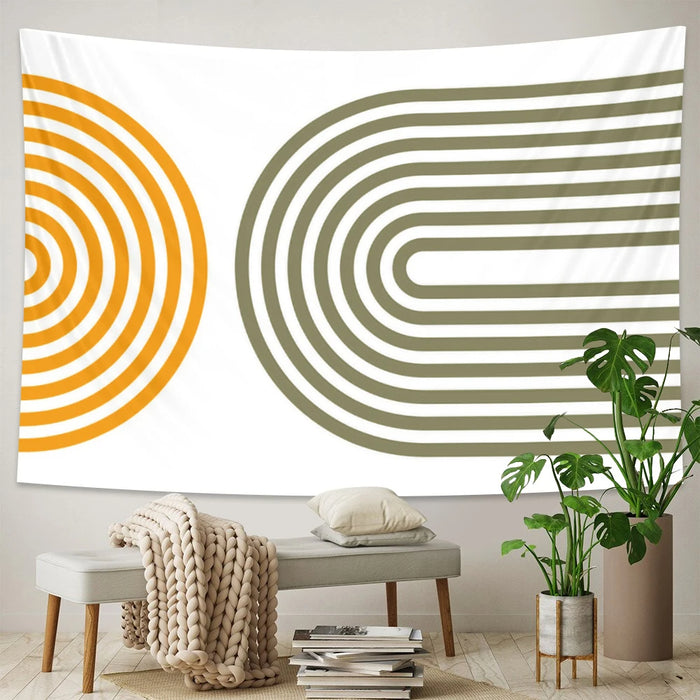 Anyhouz Tapestry Curve Lines 230x180cm Psychedelic Scene Art Hippie Bohemian Decorative Sheet