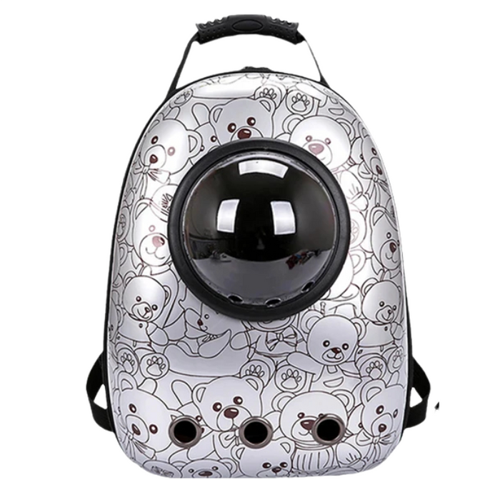 Anywags Pet Carrier Silver Bears Print Breathable Space Capsule Travel On the Go Bag For Pet