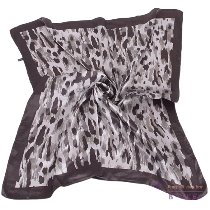 Anyyou Scarf for Women Patch Grey Printed Polyester Silk Big Square Silk  90*90cm Satin For Spring Summer Autumn Winter