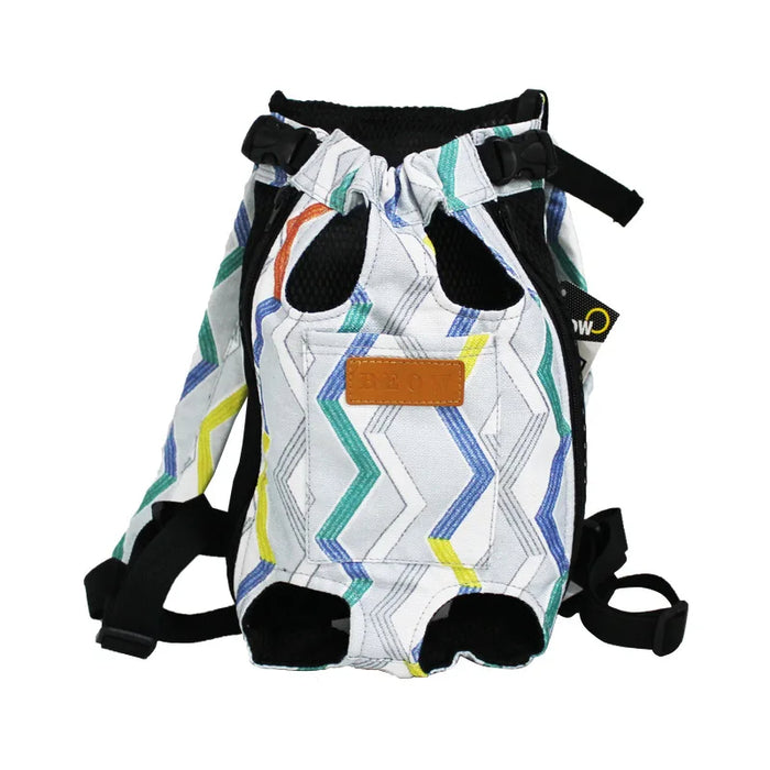 Anywags Pet Carrier ZigZag Pattern XL Denim Breathable Travel Backpack for Large XL Pets with Pockets for Carrying Supplies