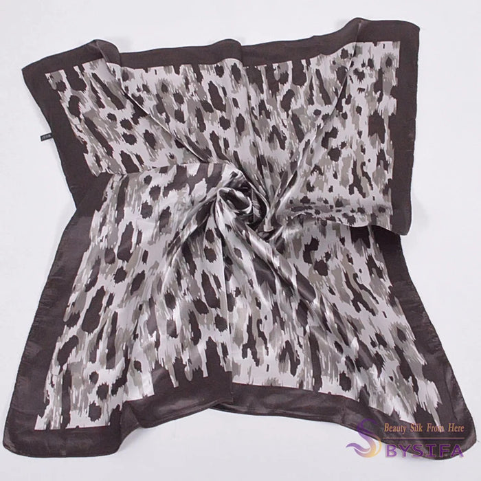 Anyyou Scarf for Women Patch Grey Printed Polyester Silk Big Square Silk  90*90cm Satin For Spring Summer Autumn Winter