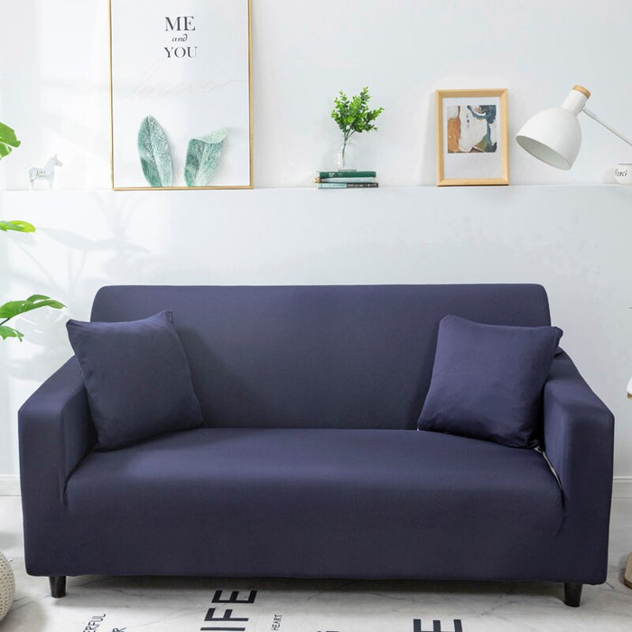 Anyhouz 3 Seater Sofa Cover Plain Navy Blue Style and Protection For Living Room Sofa Chair Elastic Stretchable Slipcover