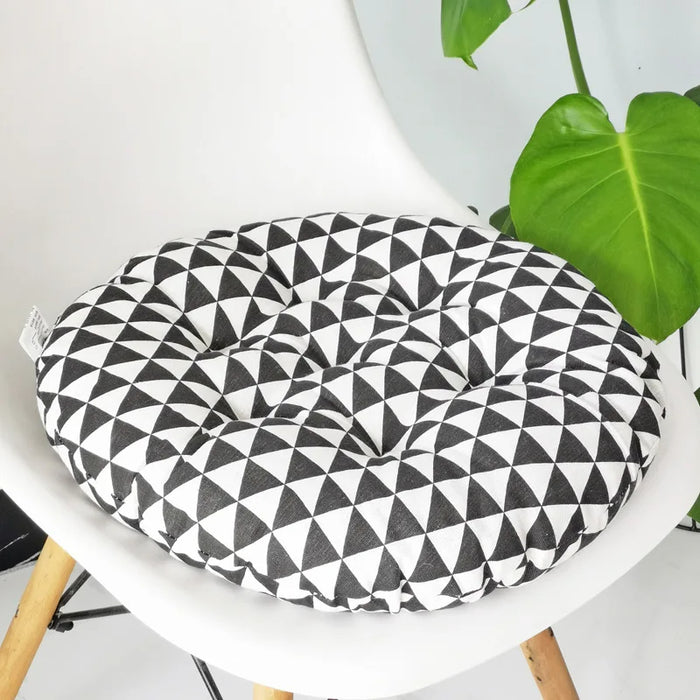 Anyhouz Seat Cushion Black And White Round Geometric Chair Pad Decorative Pillow