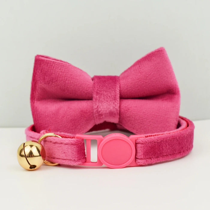 AnyWags Cat Collar Dark Pink Bow Large with Safety Buckle, Bell, and Durable Strap Stylish and Comfortable Pet Accessory