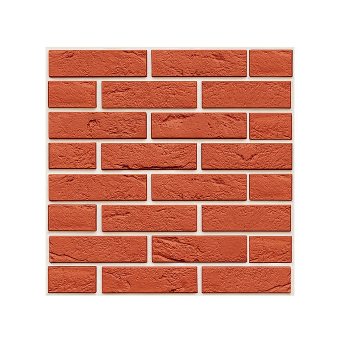 Anyhouz 10pcs Vinyl Tile Self Adhesive Red Brick Pattern Waterproof PVC Brick Wall Panels Stickers for Home Decoration